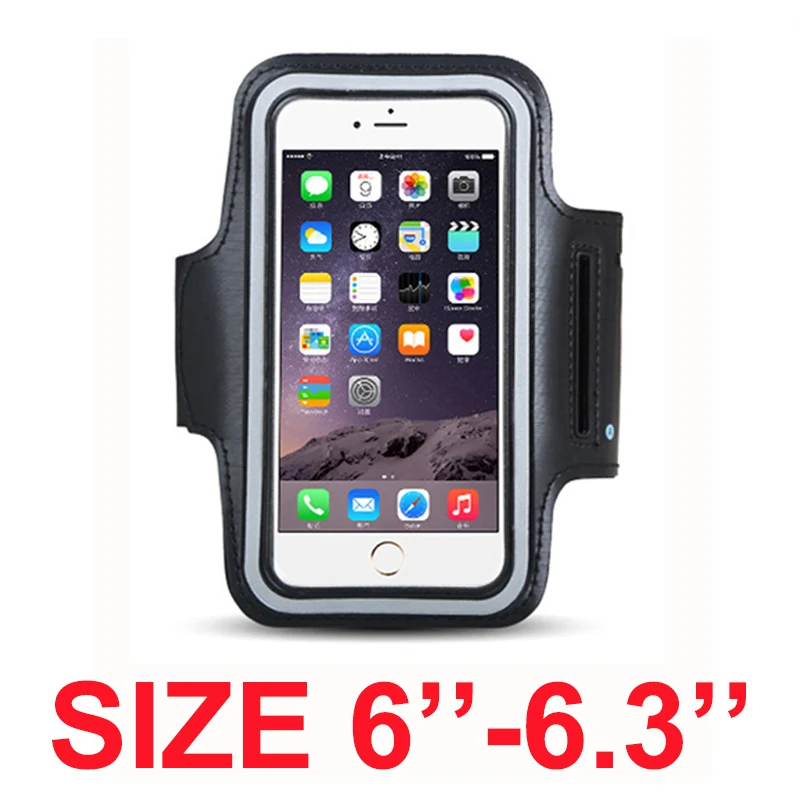 Size 6--6.3 (black) Нарукавная повязка для размера 4 ''4,5'' 4,7 ''5'' 5,5 ''6'' дюймов, спортивный держатель для мобильного телефона, чехол для iphone, huawei, samsung, Xiaomi, телефон на руку - Цвет: Size 6--6.3 (black)