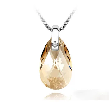

New Trenday Fashion Big Charming Teardrop Pendant Necklace For Women With Austrian Crystal Bijoux Wholesale