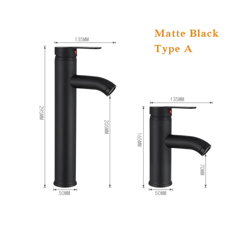 Matte Black Bathroom Basin Faucet Hot and Cold Water Mixer Tap Deck Mounted Single Hole Nrdic Style basin faucet bathroom faucet