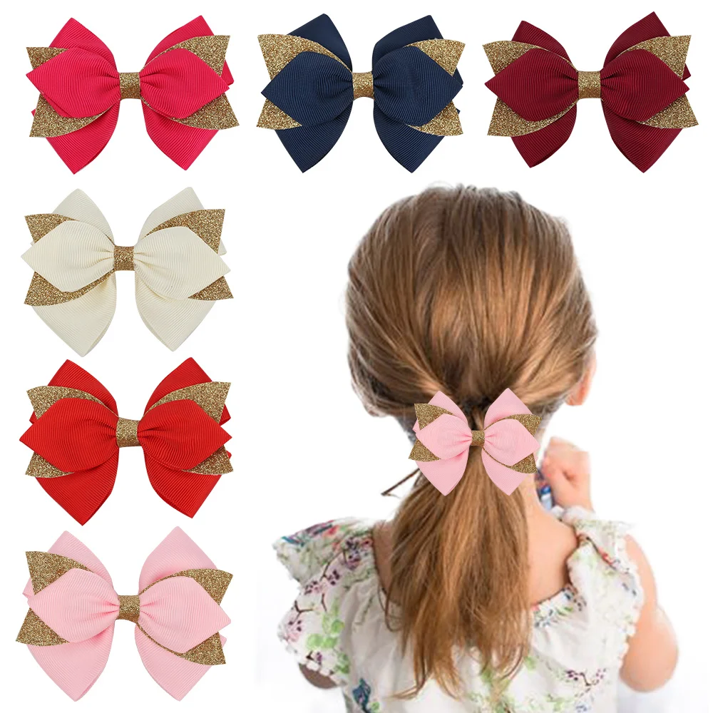 Oaoleer Colors Solid Grosgrain Ribbon Bows Clips Hairpin Girl's hair bows Boutique Hair Clip Kids Hairpins Hair Accessories
