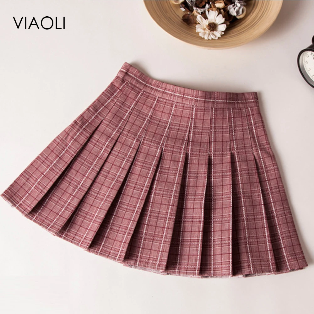 Юбка для юных девушек, плиссированные клетчатые юбки, Женская клетчатая юбка с высокой талией, Harajuku, для танцев, корейский стиль, милые короткие мини-юбки