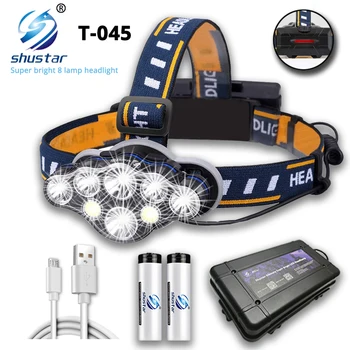 

Super bright LED Headlamp With 8*LED Bulbs 5000 lumen Waterproof Outdoor LED Headlight Lightweight materials Comfortable to wear