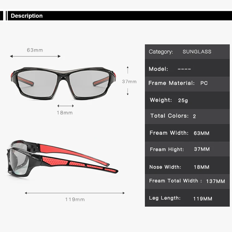 New Men's Glasses Photochromic Polarizing Glasses Sports Glasses Cycling Brand Discolor Sunglasses for Women 2020
