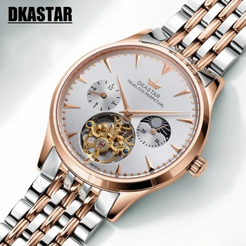 

Tourbillon Watch Men Automatic Mechanical GMT Watch Mens Fashion Multiple Time Zone Gold Stainless Steel Wristwatch Men New 2020