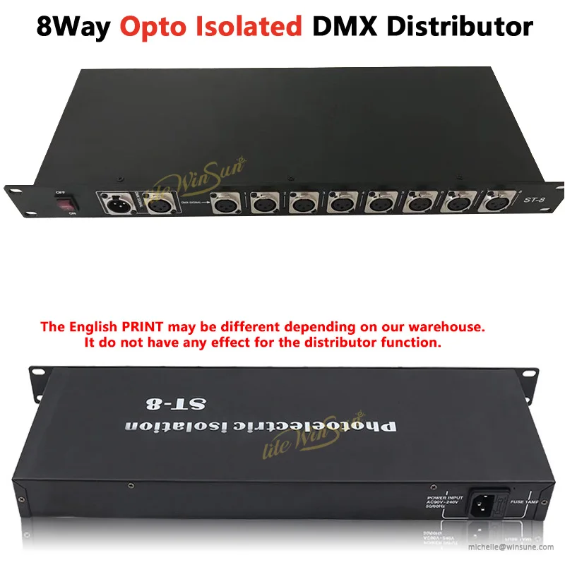 Высокое качество 8Way DMX Дистрибьютор усилитель спилиттер Opto изолированный выход DMX двойной светодиодный