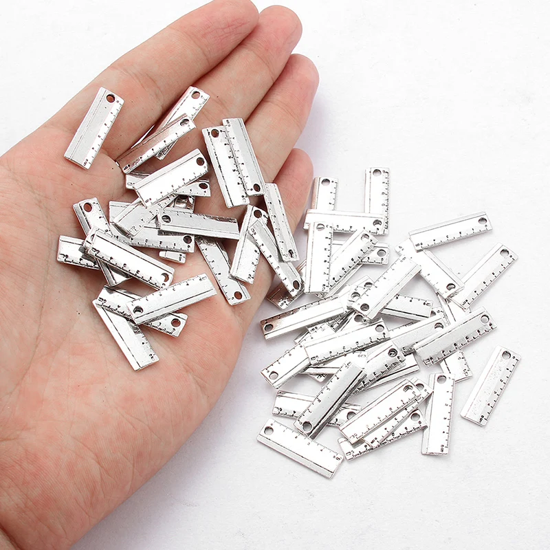 20 шт. тибетская Серебряная линейка ножницы игла для вышивки шармы из сплава
