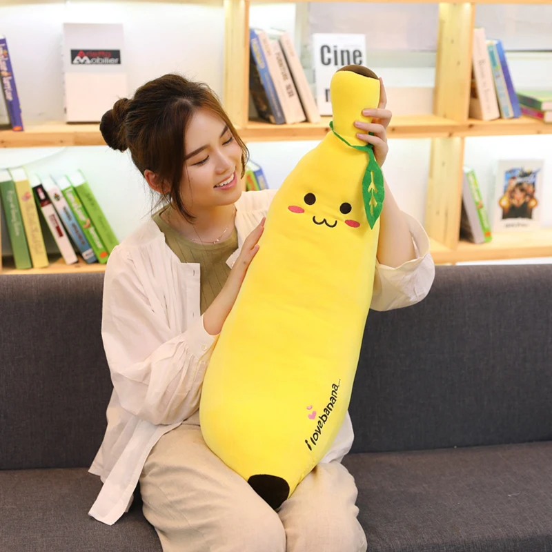 40-100cm Giant Soft Cartoon Smile Banana Plush Toys Stuffed Fruit Cushion Pillow Creative Girls Valentine's Gift Plush Toy Doll