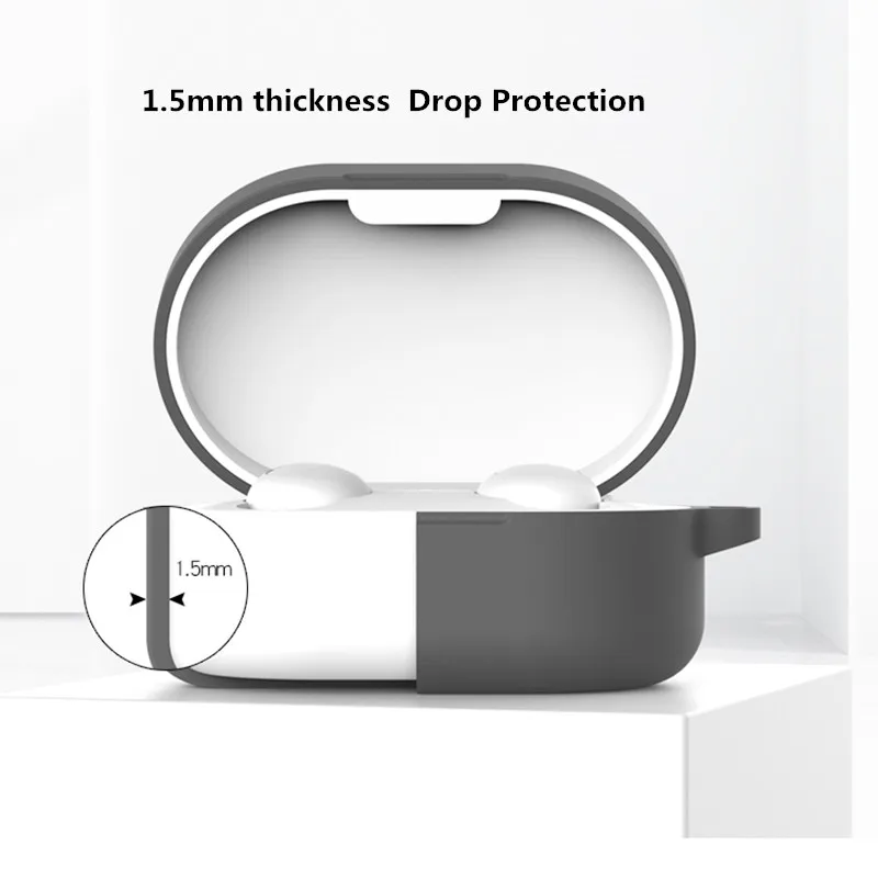 100pcs/lot Silicone Anti-dust Shockproof Earphones Protective Case for Xiaomi AirDots Lite For Redmi AirDots Earphones Portable