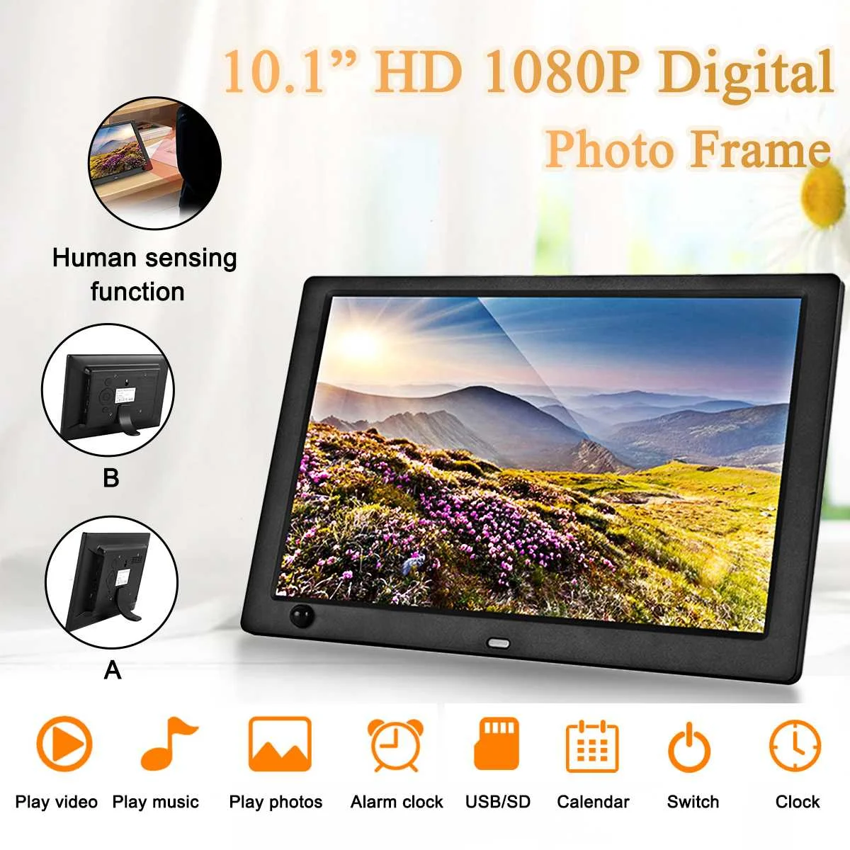 

10.1 Inch HD Digital Photo Frame LED Screen Electronic Picture Album Music Movie with Human Sensing Function 1080P