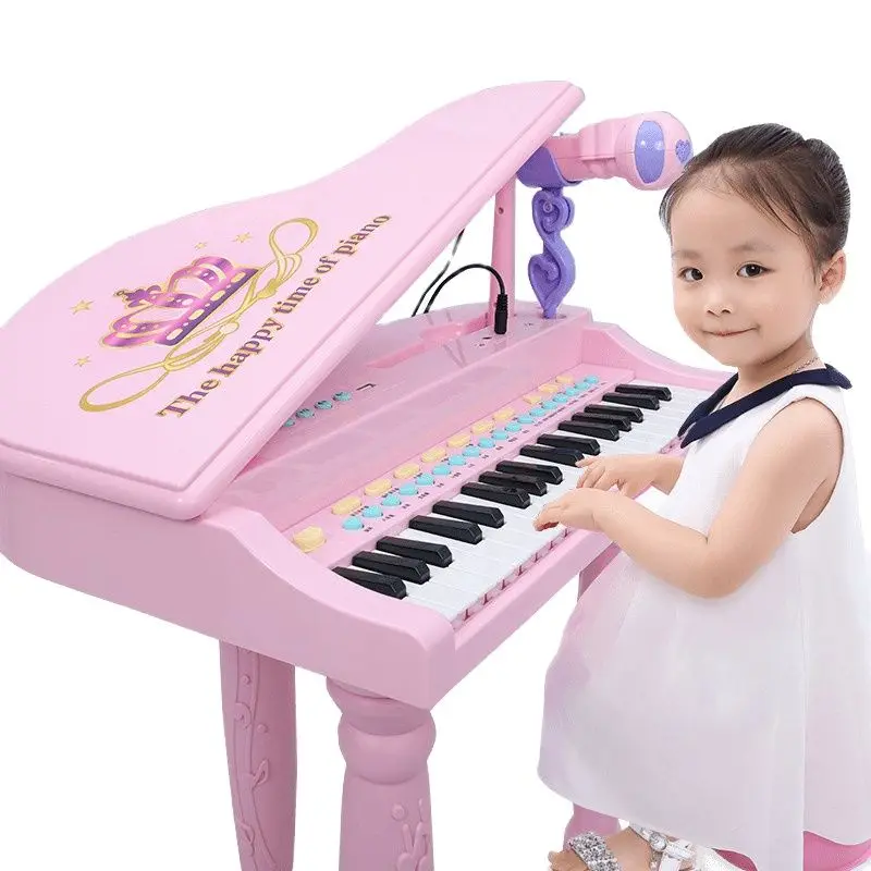 Children's Electronic Piano Girls' Microphone Beginners Can Play Rechargeable Baby Puzzle 3-6-year-old Music Toys | Спорт и