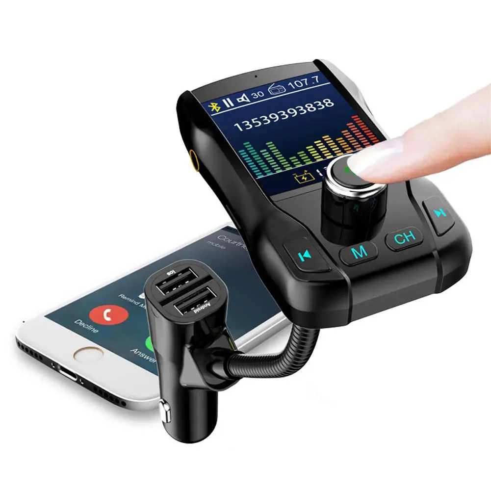 Dragonpad 1,77 цветов беспроводной fm-передатчик автомобильный комплект громкой связи Bluetooth 360 Вращающийся Автомобильный MP3 аудио с 5 в двойной usb зарядкой