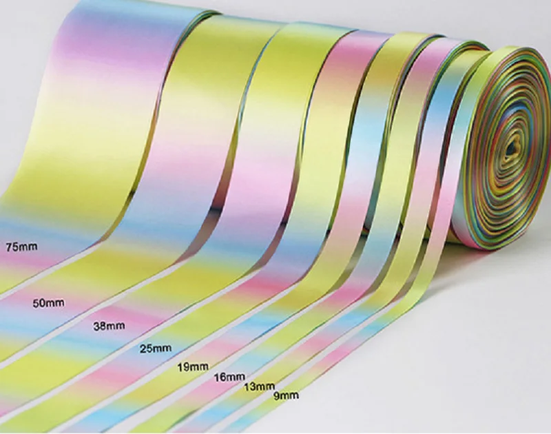 Nachlynn - Nastro di raso arcobaleno da 150 iarde, in poliestere, largo, per confezioni regalo, matrimoni, cerimonie nuziali, baby shower, fiocchi, decorazioni, mazzi di fiori, lavori fai da te