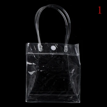 

1PC clear tote PVC bag Environmentally Tote Bag ClearTransparent Purse Shoulder Handbag Approved Plastic Shopping Bag