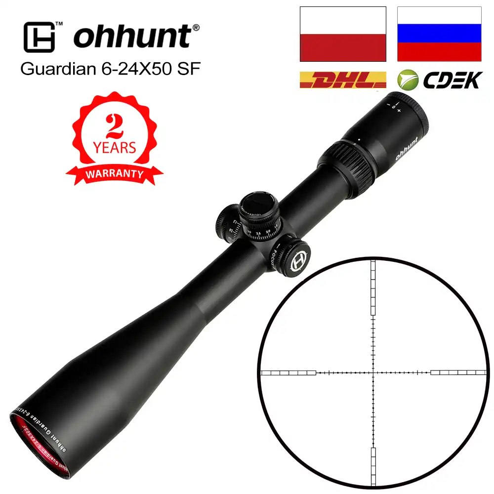 Ohhunt Guardian 6-24X50 SF Jagd-Zielfernrohre Side Parallax 1/2 Half Mil Dot Glas geätzt Zielfernrohr Ohhunt Guardian 6-24X50 SF Jagd-Zielfernrohre Side Parallax 1/2 Half Mil Dot Glas geätzt Zielfernrohr