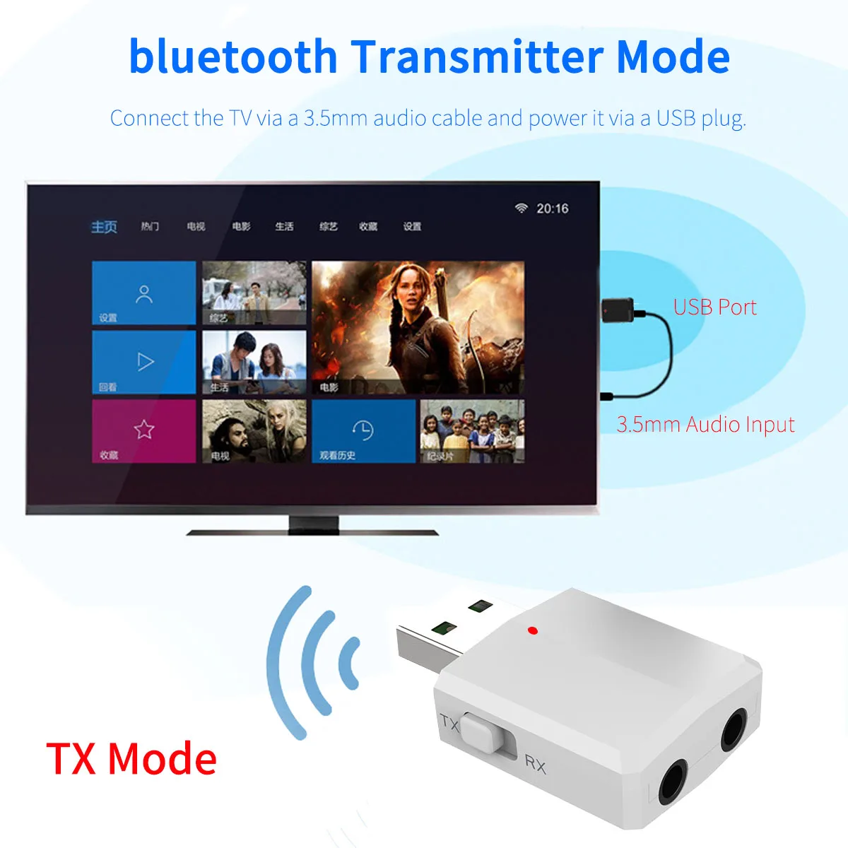 Обновленный 3 в 1 bluetooth 5,0 аудио приемник передатчик USB стерео беспроводной адаптер для ТВ ПК Компьютер Наушники динамик автомобиля
