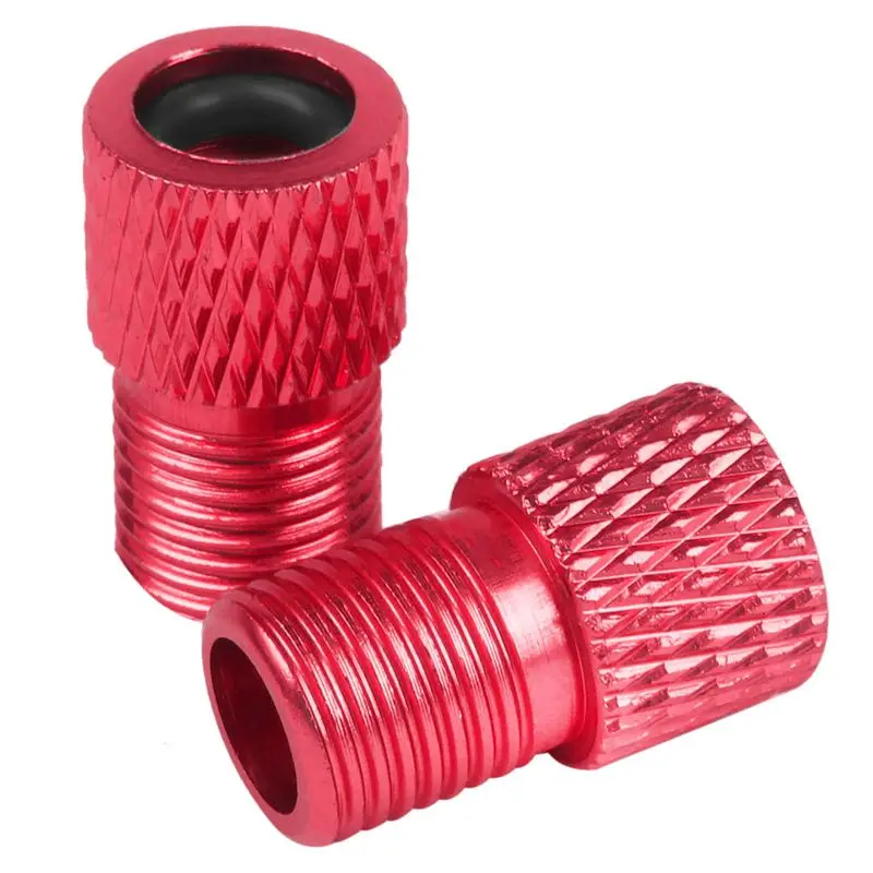 

2pcs Presta to Schrader Aluminium Bike Valve Adaptor Adapter Converter with o-ring Seal red