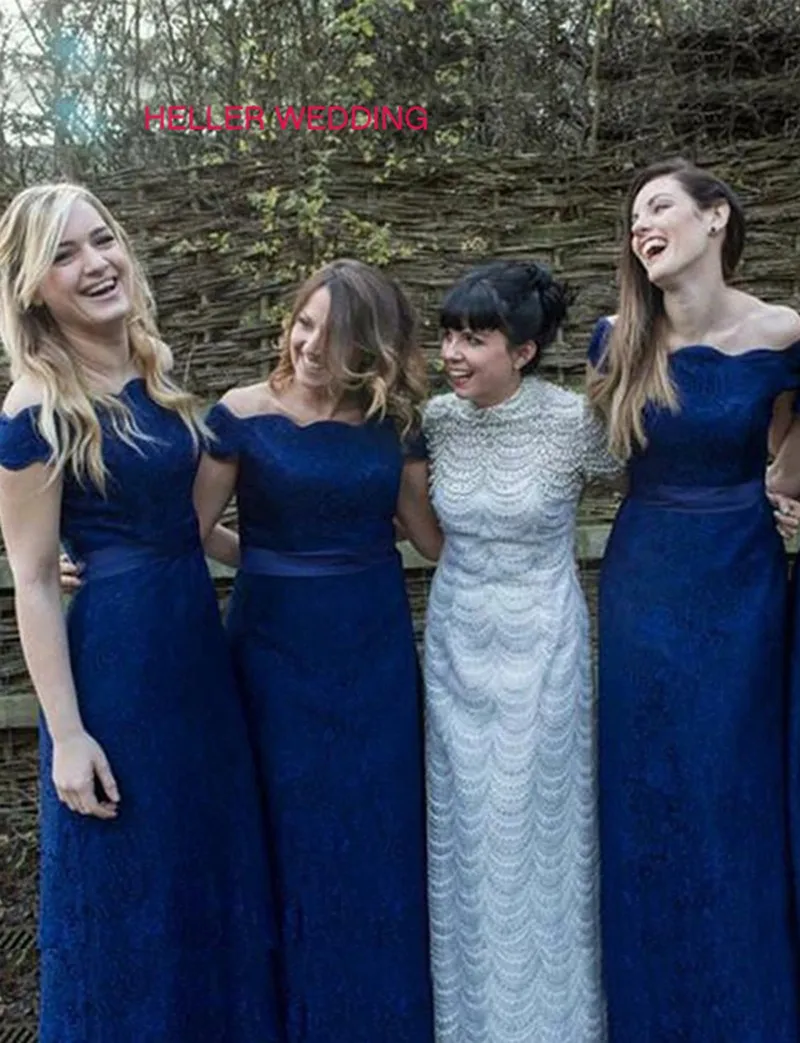 Royal Blue Bridemaids Dresses For Wedding Boat Neck Short Sleeves Bridesmaids Dresses Vestido Dama De Honra