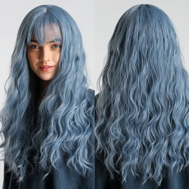 HENRY MARGU Dark Brown Wave Wigs Long Synthetic Wavy Natural Hair Temperature Wigs For Black/White Women Daily Cosplay Wigs LC194-1