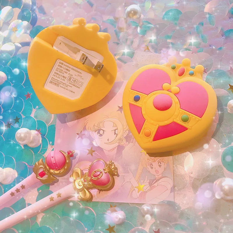 

Anime Sailor Moon Cosplay Props Cartoon Cosmic Heart Compact USB AC Charger Head Accessories Gift