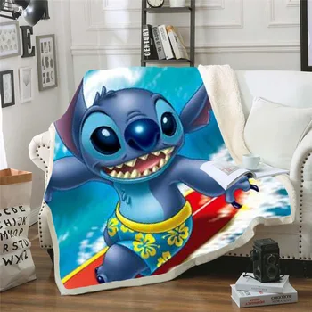 

Throw blanket Cartoon Lilo & Stitch 3D Velvet Plush Blanket Bedspread For Kids Girls Sherpa Blanket Couch Quilt Cover Travel 013
