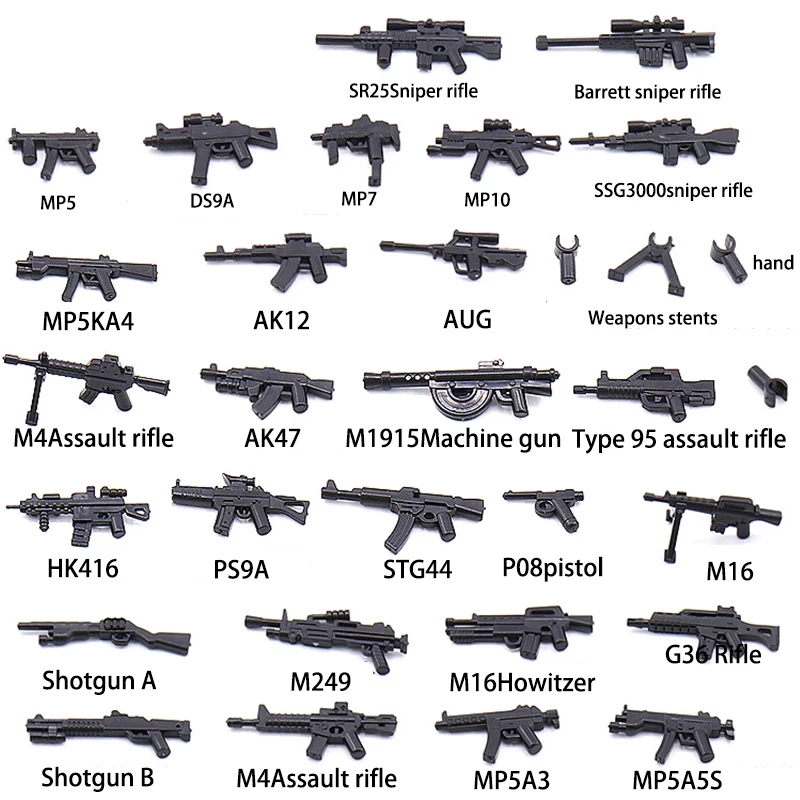 mecanismo monstruo Retocar Mini figuras de Rifle de francotirador, 10 Uds., submáquina con Spike PUBG  M249, pistola de escopeta, accesorios para arma, Compatible con juguetes -  AliExpress