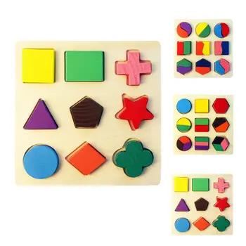 

Kids Geometric Shape Plate Toy Children Puzzle Wooden Jigsaw Cognitive Matching Board For kids Educational Toy