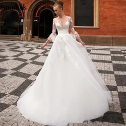 Sumnus Lace Princess Wedding Dress Sexy V Neck Backless Boho Bridal Dress Vestido De Noiva Half Sleeve wedding Gowns
