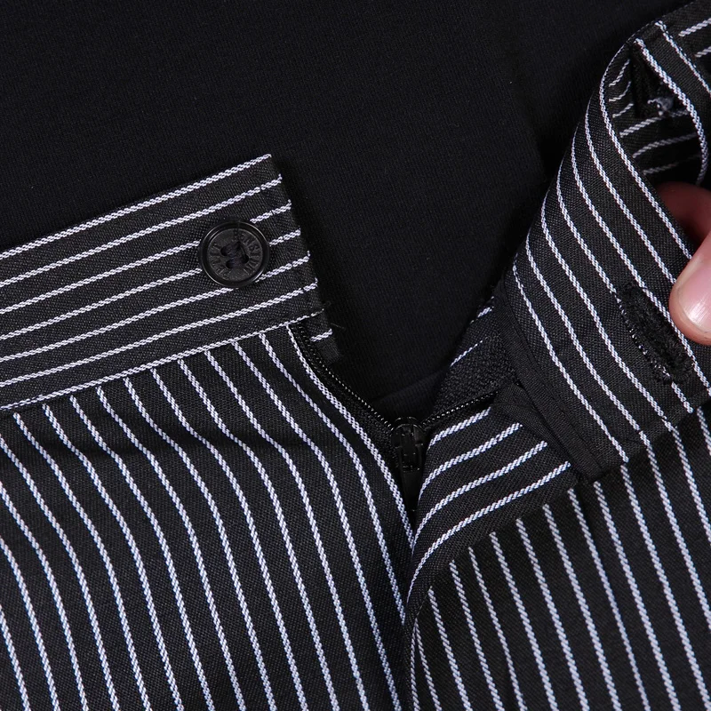 Chef Pants for Men Restaurant Uniform Chef Trousers Gray Striped Elastic Workwear for Hotel Kitchen Zebra Pants Cook Costume
