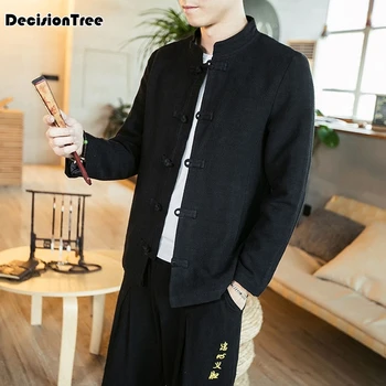 

2020 full sleeve cotton tang suit top men kung fu tai uniform shirt blouse traditional chinese clothes clothing for men
