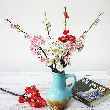 

Plum Cherry Blossoms Artificial Silk Flowers Sakura Tree Branches Home Table Living Room Decor DIY Wedding Decoration