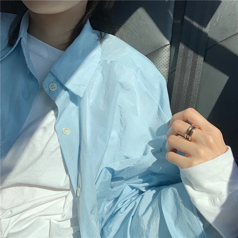 Autumn Clothing Korean-style Wear Stacked Versatile Long-sleeved Shirt+ Loose-Fit Long Sleeve Pure T+ Loose-Fit Suit Jacket-St