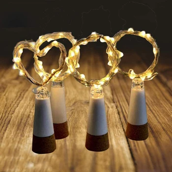 

2020 String led Wine Bottle with Cork 20 LED Bottle Lights Battery Cork for Party Wedding Christmas Halloween Bar Decor