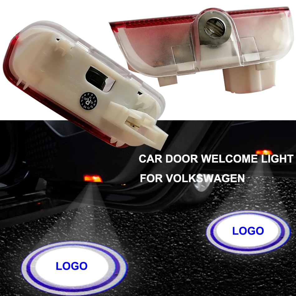 LED Door Welcome Light Projector Luces Para Auto Car Logo For VW Volkswagen Touran Magotan Passat Golf CC PHIDEON Sharan Sagitar