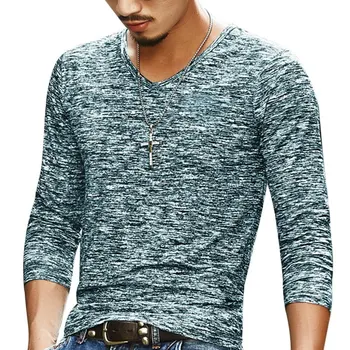 

2020 Men Casual T Shirts Long Sleeve Print Tops V neck Slim Tees Shirt Summer Mens Clothing Fashion Tshirt Oversized Undetshirts