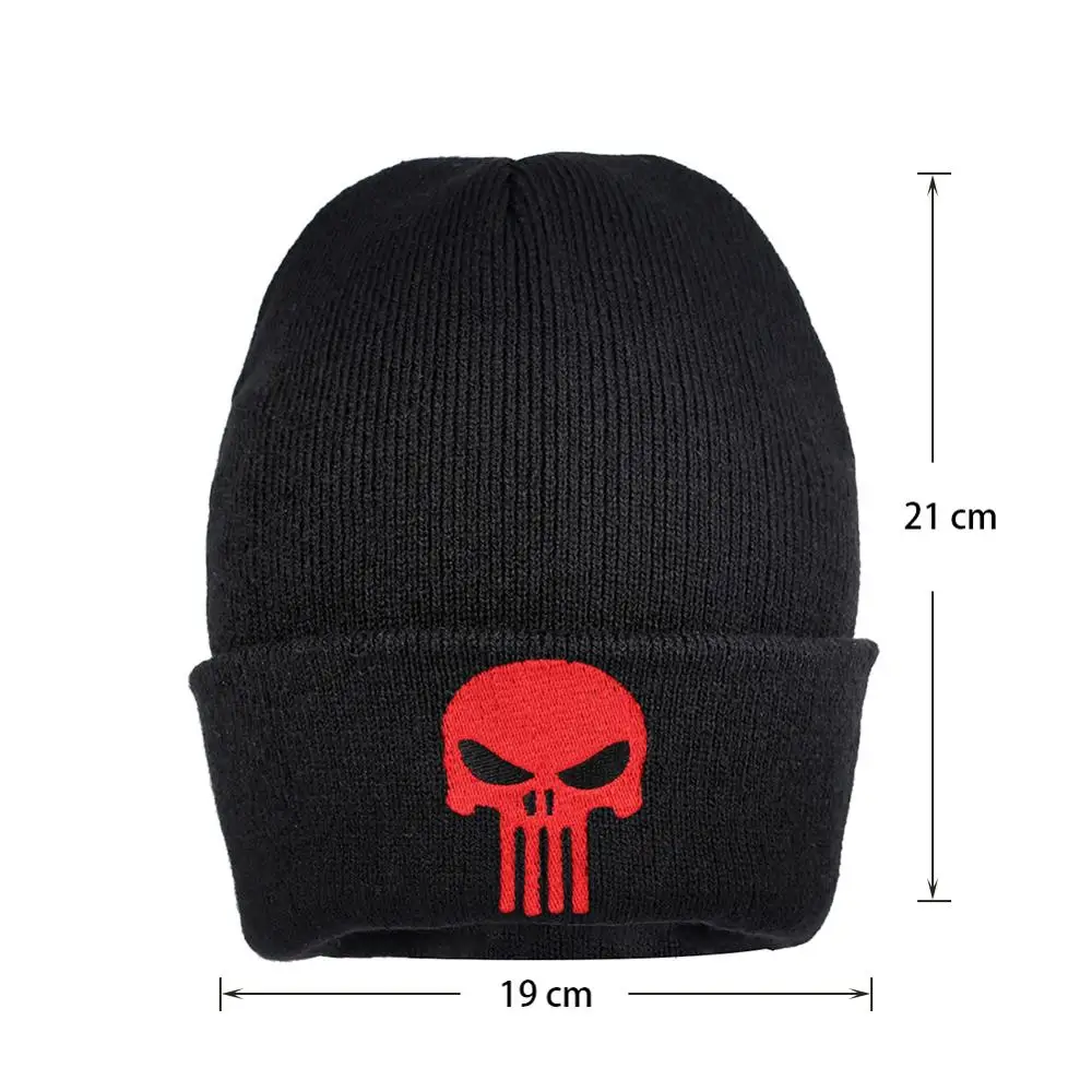 Ребристая красная хип-хоп шапка Snap sluch Skullies Череп Вышивка Повседневная обтягивающая вязаная Шапочка бини зимние трикотажные изделия теплая шапка s шапки