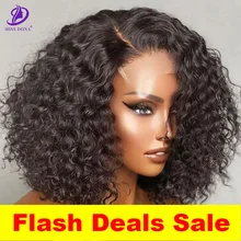 Miss Dona 4x4 Lace Closure Wig Kinky Curly Human Hair Wigs Short Bob Wig Lace Front Water Curly Brazilian Remy Hair 8 10 20 inch