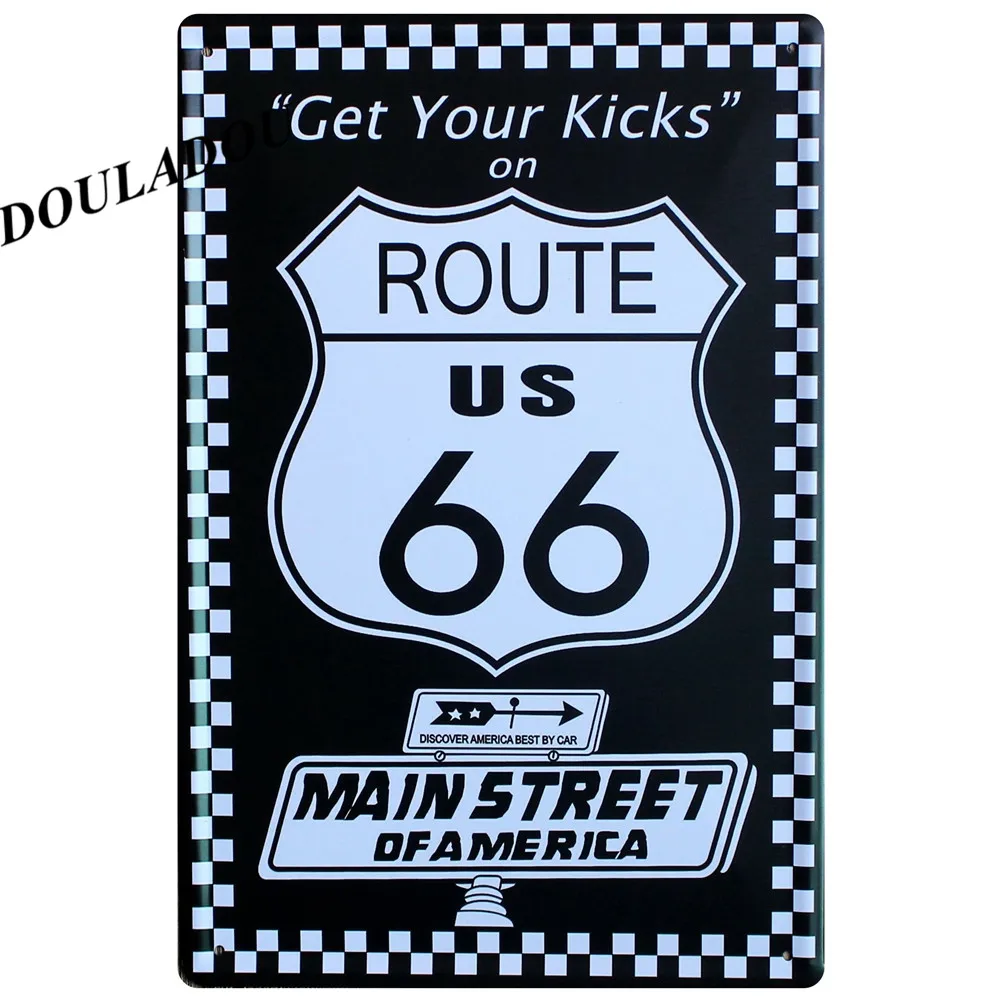 [Douladou] US Route 66 мотоцикл ретро постер винтажный металлический оловянный знак Арт плакат тарелка Бар Паб Гараж Декор комнаты 30*20 см