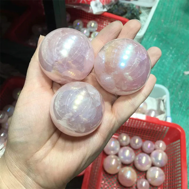 

Natural Stones Aura Rose Quartz Sphere Reiki Crystal Healing Polished Gemstones Ball Feng Shui Home Decoration