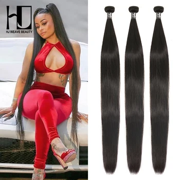 

Brazilian Hair Weave Bundles Straight Remy Hair 8-36 38 40 Inch Human Hair Bundles 1/3/4 PCS Hair Extension HJ Weave Beauty