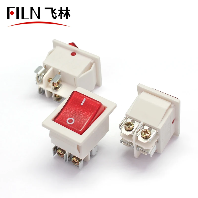 FILN 22x28mm WEISSER Ein/Aus-Schalter 16A/250V 4 Schraubanschlüsse DPST T85 Auto Boot Marine Kippschalter mit LED 220V – Detail 1