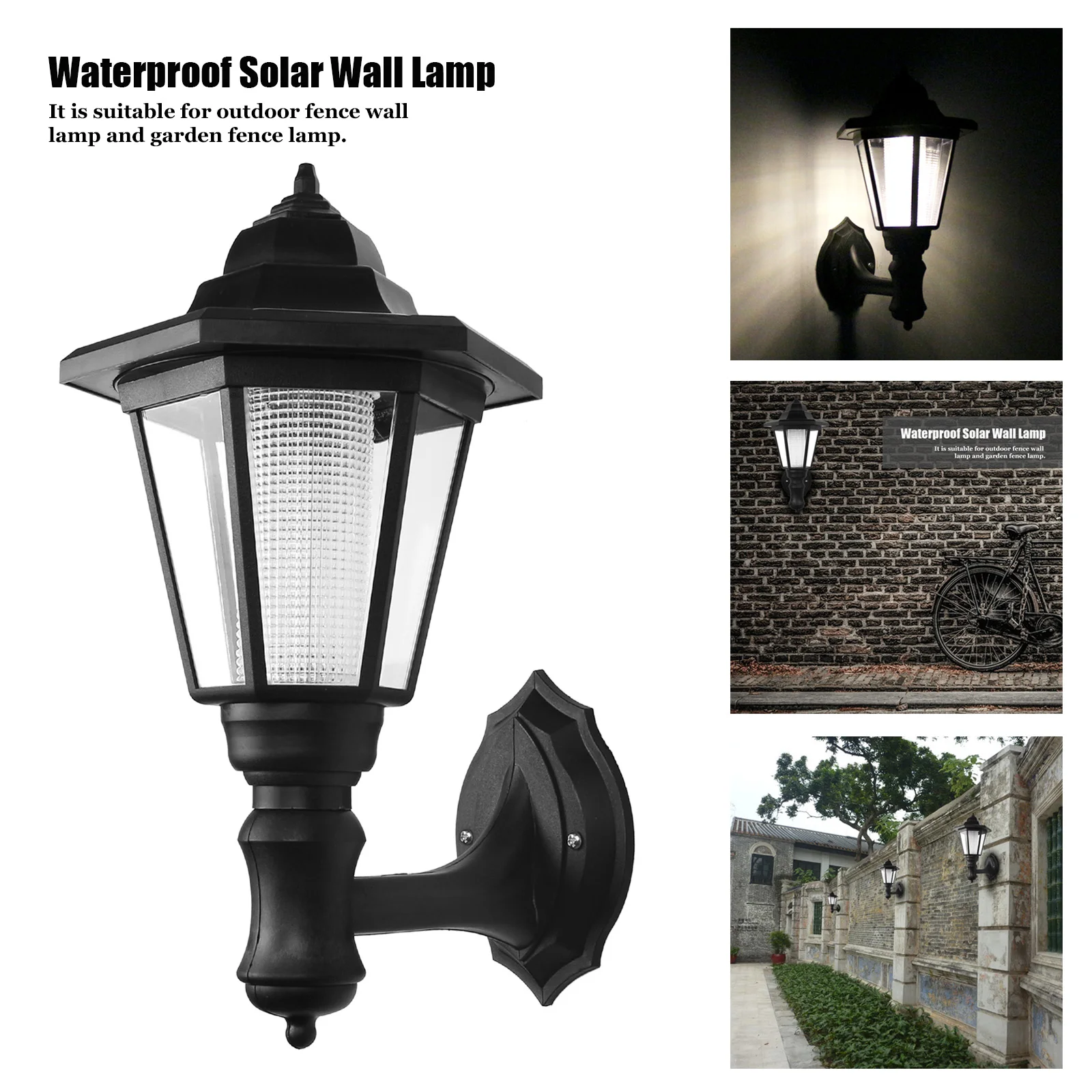

Vintage Solar LED Wall Lamp Waterproof Outdoor Solar Lights For Garden Landscape Hexagonal Light Courtyard Led Spotlight Light