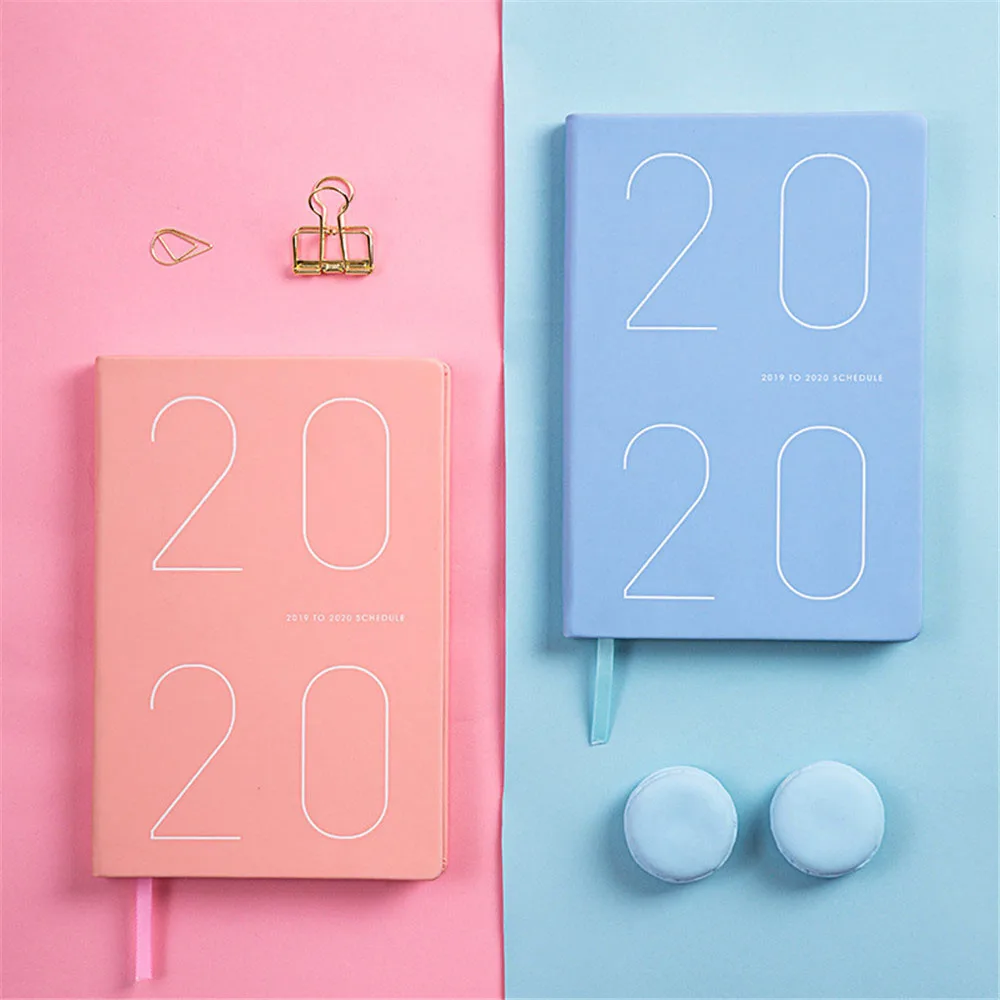 

2020 PU Leather Calendar Notebook Cute Solid Color Business A5 Monthly Weekly Planner Schedule Agenda Organizer