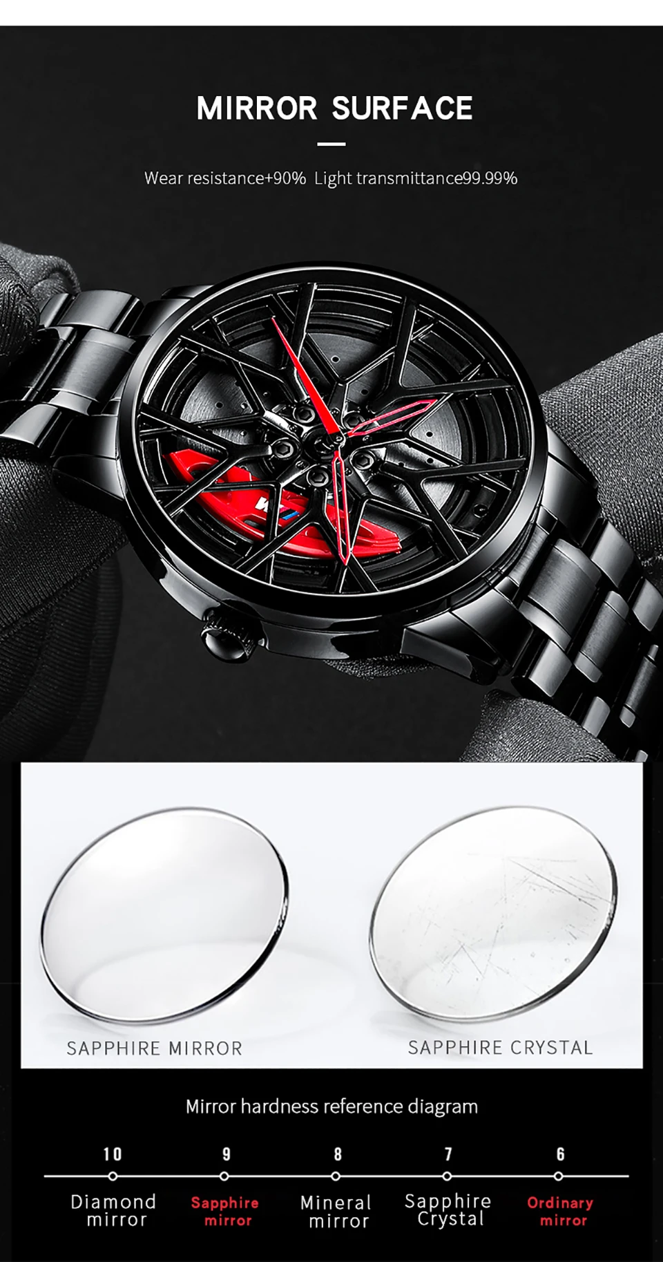 NEKTOM Top Luxury Sports Cars M series Wheel Rim Bub Watches Custom Design Watches Waterproof Creative Stainless Steel Watch