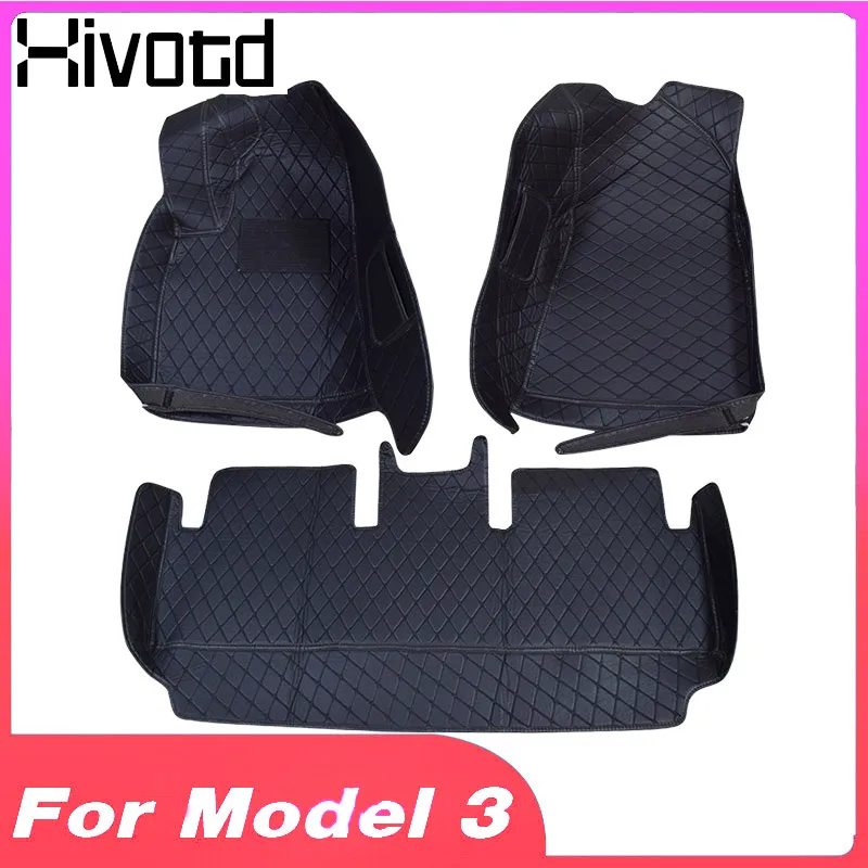 

Hivotd For Tesla Model 3 Leather Foot Pad 2019 2018 Car Anti-dirty Waterproof Anti-slip Pad Mat Interior Moulding Auto Accessory