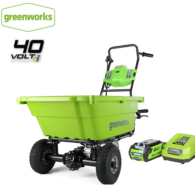 

Greenworks Gc40l00 G-Max 40v Self Propelled Garden Shopping Cart Rust Resistant Bath with Battery and Chargers Free Return