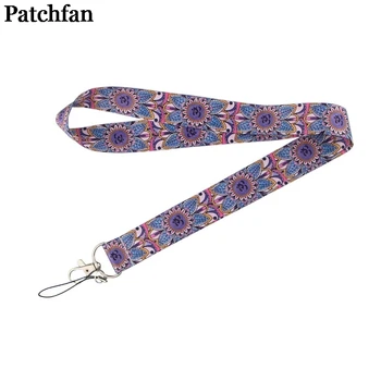 

20pcs/lot Patchfan Yoga Flowers Patterns vintage ID Pass Card Badge Cartoon Neck Strap Key Phone USB Holder lanyard webing A2320