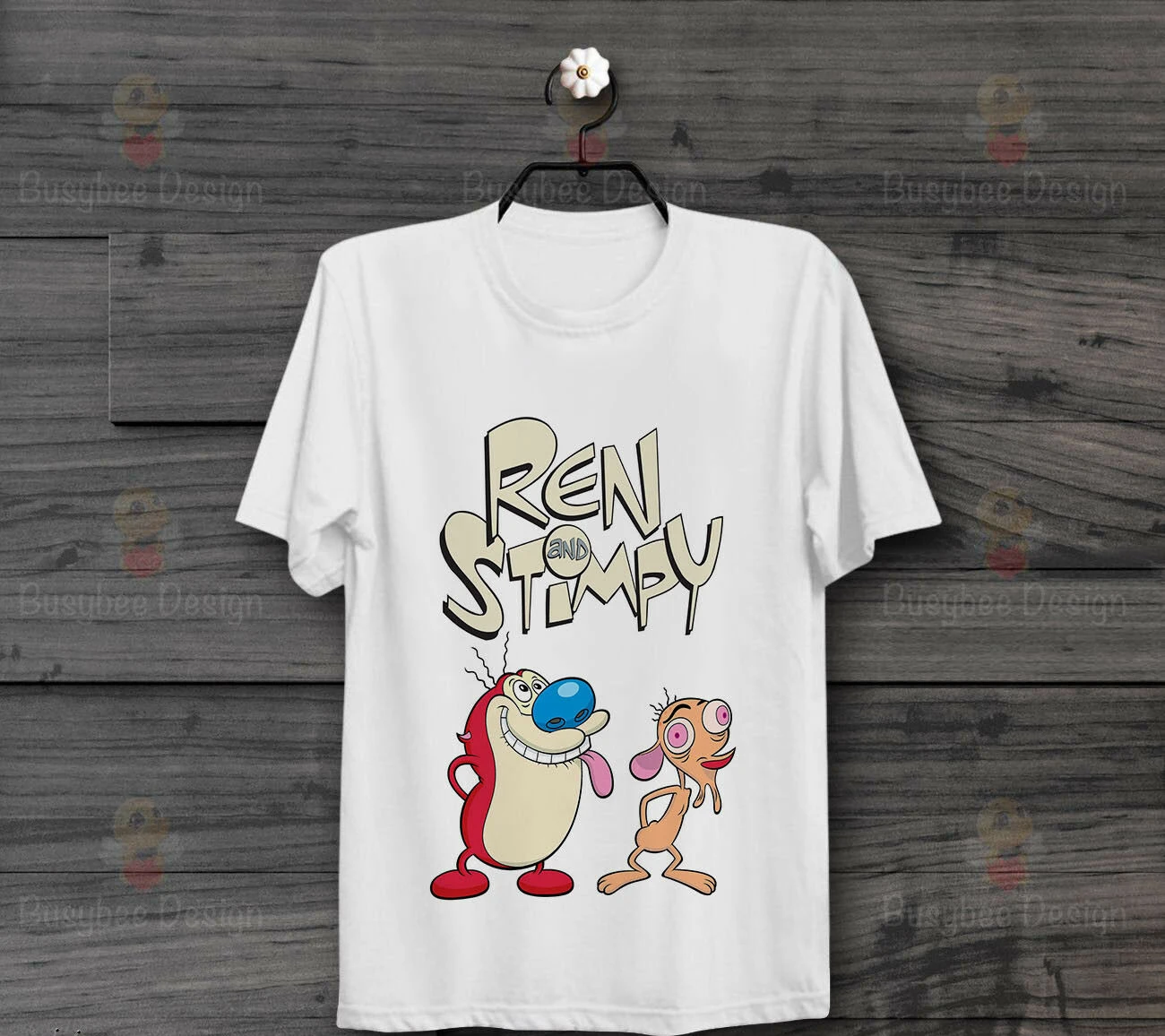 Ren And Stimpy Забавный Ретро Прохладный Плакат Винтаж унисекс футболка Назад в