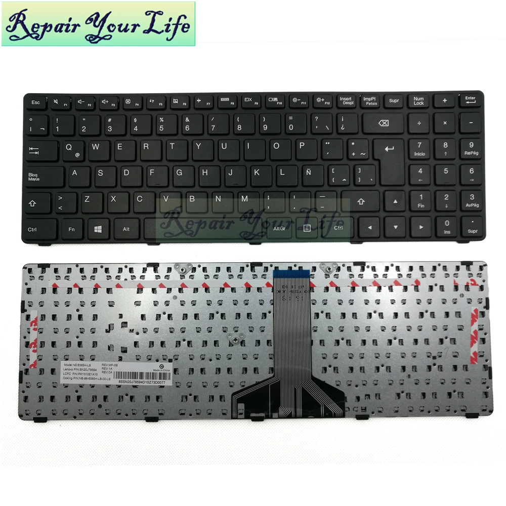 Клавиатура для ноутбука LA Latin для lenovo 100-15ibd SN20J78594 PK1310E1A15 6385H-LS черные части