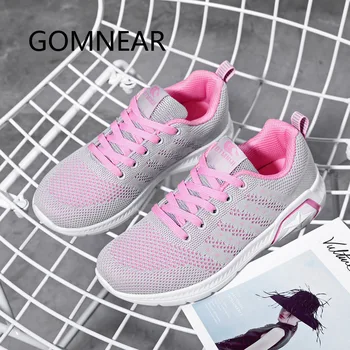 

GOMNEAR Mesh Soft Ladies Shoes Breathable Summer Casual Walking Shoes Platform Black Women Running Sneakers Lightweight Gym Shoe