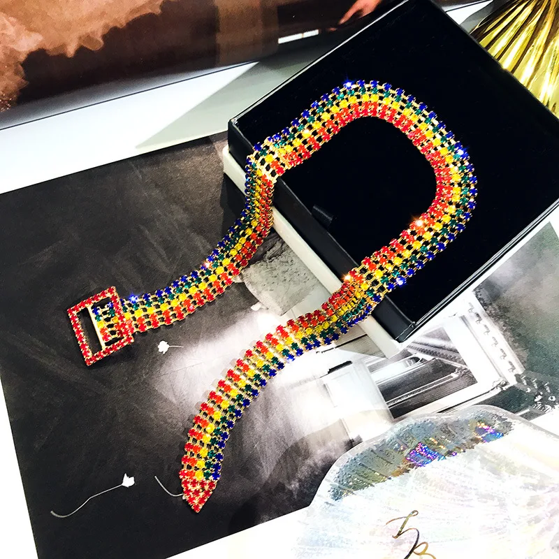Модный Блестящий полностью Чокер-подвеска со стразами для женщин Bijoux Серебряный Цвет Кнопка ювелирные изделия-ожерелья вечерние подарок